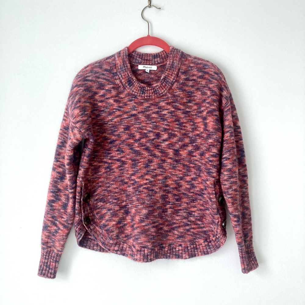 madewell space dyed birchmont side button knit crop sweater pullover jumper xs - Picture 5 of 12